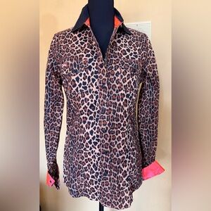 Cruel Girl Leopard Print Shirt with Coral Highlights
